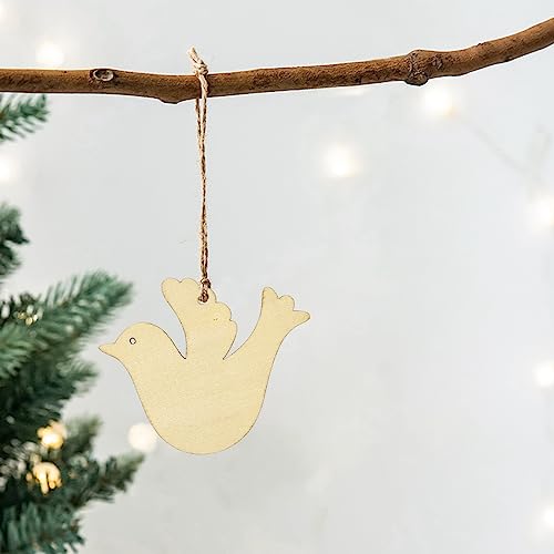 32 Pack Wood Peace Dove Bird Cutouts Unfinished Wooden Peace Dove Bird Hanging Ornaments DIY Peace Dove Bird Craft Gift Tags for Home Party