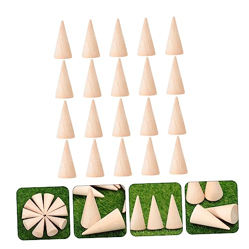 NOLITOY 60 Pcs Diy Cone Unfinished Wooden Toys Cone Bracket Ring Holder Jewelry-rings Ring Display Stands Wood Cone Wood Storage Racks Jewelry Ring NOLITOY