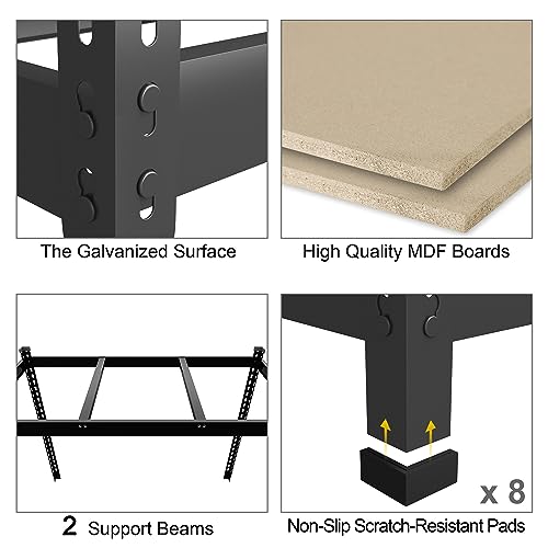 PrimeZone 47" W x 23.6" D x 71" H Large Heavy Duty Storage Shelves - 5 Tier Adjustable Garage Storage Shelving, Metal Storage Utility Rack Shelf Unit PrimeZone