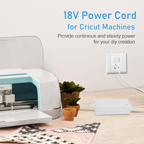 Power Adapter for Cricut Explore air 2 and Cricut Maker Cutting Machine, DC18V 3A Charger Power Cord Compatible with Cricut Expression - WoodArtSupply