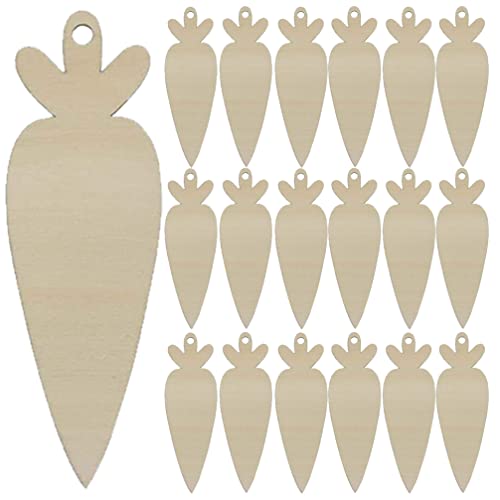 Abaodam 30Pcs Easter Unfinished Wooden Carrot Cutouts Blank Carrot DIY Wood Crafts Carrot Hanging Ornaments Wood Slices Easter Decor