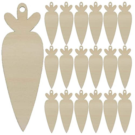 Abaodam 30Pcs Easter Unfinished Wooden Carrot Cutouts Blank Carrot DIY Wood Crafts Carrot Hanging Ornaments Wood Slices Easter Decor Abaodam