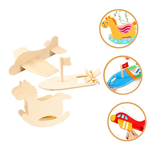 Toyvian 8 Pcs DIY Graffiti Model Unfinished Rocking Horse DIY Rocking Horse Unfinished Nautical Blank Rocking Horse Woodsy Decor Woody Toy Decorative