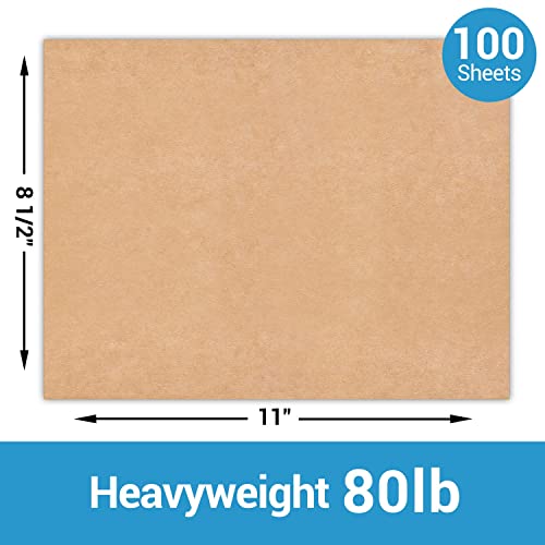 Brown Kraft Cardstock Thick Paper 100 Sheets, Ohuhu 8.5" x 11" Heavyweight 80lb Card Stock for Crafts and DIY Cards Making Ohuhu