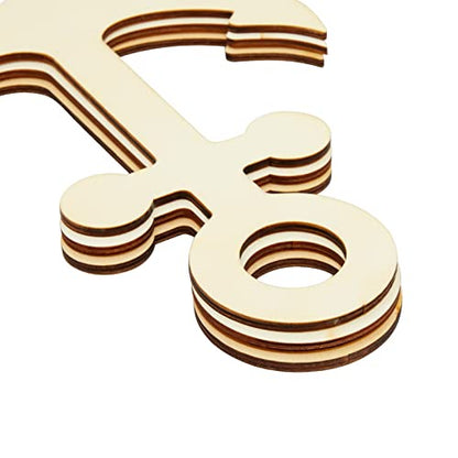 6 Pack Unfinished Wooden Anchors for Crafts, Nautical Wood Cutouts for DIY Projects, Nautical Decor (11.6 x 8.8 in) - WoodArtSupply