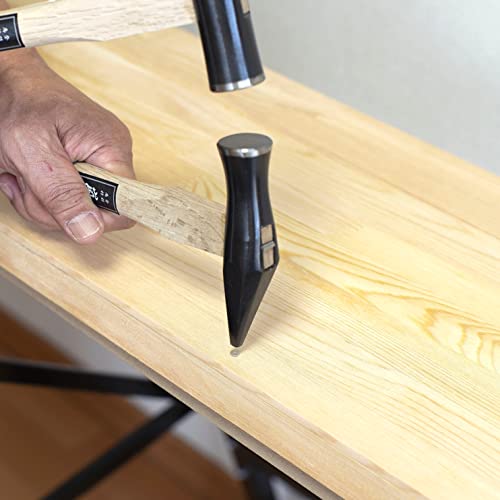 RANSHOU Japanese Carpenter Hammer with Nail Set Punch SAKIKIRI 24mm, Heavy Duty Woodworking Hammer with Nail Setter Wood Handle for Driving Nail, RANSHOU