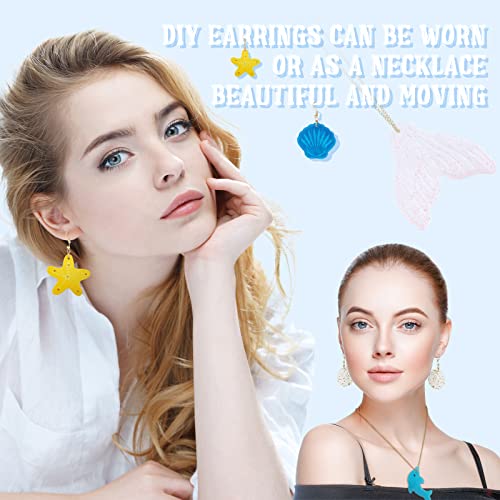 4 Pieces Christmas Resin Jewelry Earring Silicone Molds Women Epoxy Resin Mold for Jewelry Making Supplies DIY Craft Pendant(Mermaid Ocean) Patelai