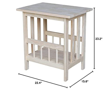 International Concepts Mission Magazine End Table, Unfinished - WoodArtSupply