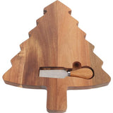 Amosfun Christmas Tree Charcuterie Board Wood Cutting Board Food Serving Tray Cheese Bread Pizza Snack Plate with Cutter for Vegetables Fruit Bread Amosfun