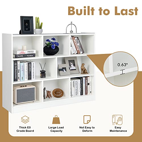 LOKO 3-Tier White Open Shelf Bookcase with 8 Cubes for Bedroom, Living Room, and Kids Room LOKO