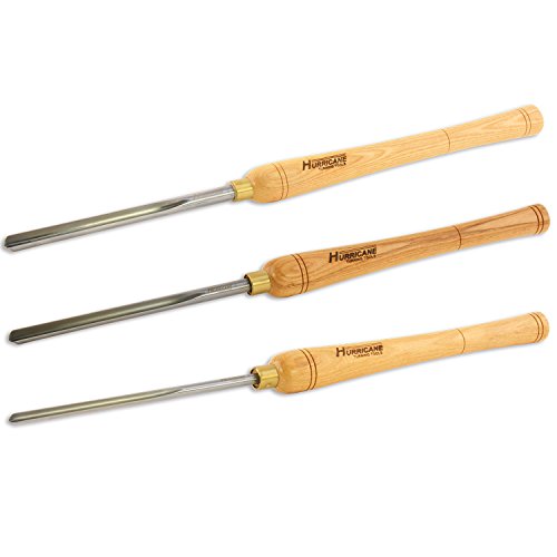 Hurricane Turning Tools, HSS, 3 Piece Bowl Gouge Set (1/4", 3/8" and 1/2" Flute), Standard Series Woodturning Tools - WoodArtSupply