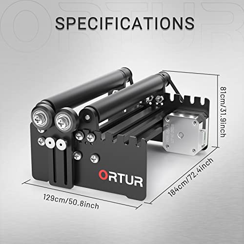 ORTUR Laser Rotary Roller, 360° Laser Engraver Y-axis Rotary Module for Engraving Cylindrical Objects Cans, 7 Adjustment Diameters, Min to 8mm, Ortur