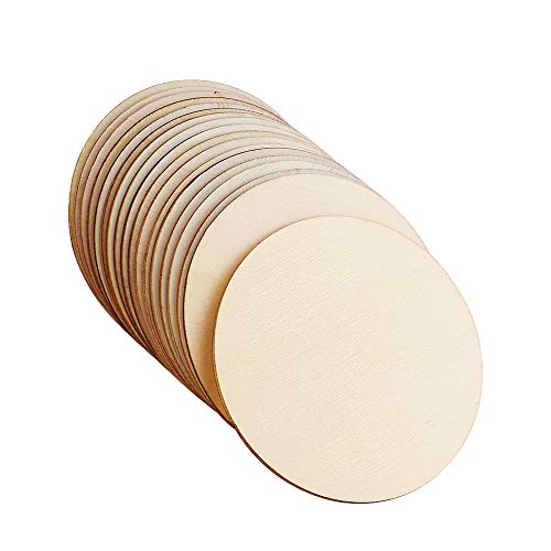 Newbested 72 PCS 4 Inch Unfinished Wood Circles Pieces,Natural Blank Wood Round Slices Cutouts for Christmas,Pyrography,Painting,Staining,DIY Crafts