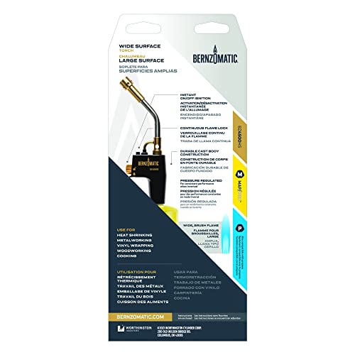 Bernzomatic BZ4500HS Heat Shrink Hand Torch with auto on/off Ignition, Pressure Regulated for Use while Inverted Bernzomatic