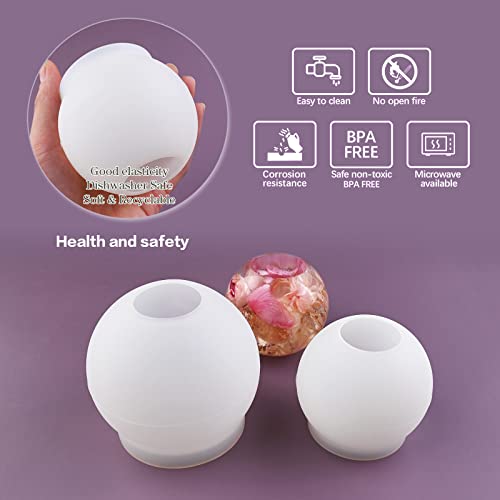 Tealight Candle Holder Resin Molds, 4 Inch and 3.2 Inch Tea Light Holder Molds, Large Sphere Epoxy Resin Mold for DIY Wedding Home Table Decor