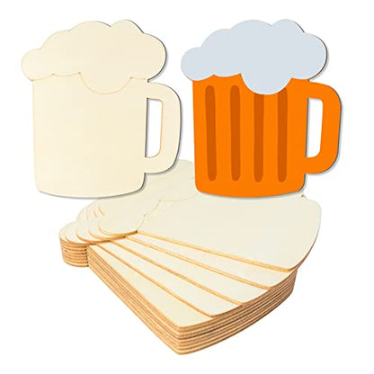 Beer Mug Shape Wood Tankard Wood Unfinished Ornaments for St. Patrick's Day Christmas Wedding Birthday Party Thanksgiving Day Home Ornament 12Pcs. - WoodArtSupply