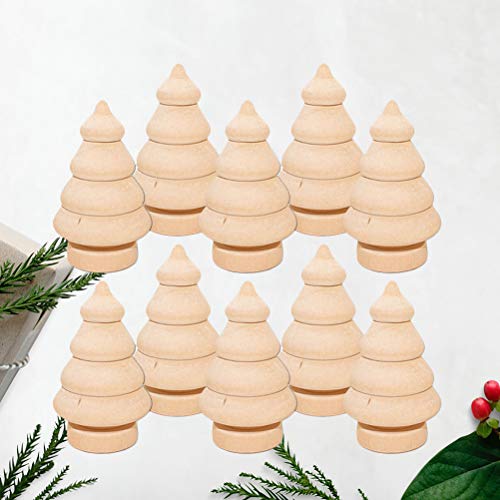 Abaodam 20 Pcs Mini Christmas Tree Wooden Unfinished Doll DIY Crafts Handmade Wood Peg Doll Home Decoration Ornament Abaodam