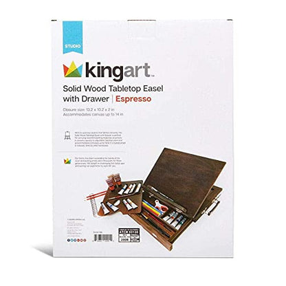 KINGART 706 Adjustable Wood Espresso Stained Desk Tabletop Easel with Storage Drawer and Paint Palette - WoodArtSupply