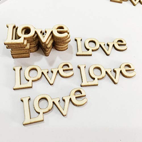 STOBOK 50pcs Wooden Love Letters Unfinished Wood Cutouts Wood Shapes Pieces Wood Discs Slices for DIY Craft Wedding Birthday Party Favors STOBOK