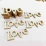 STOBOK 50pcs Wooden Love Letters Unfinished Wood Cutouts Wood Shapes Pieces Wood Discs Slices for DIY Craft Wedding Birthday Party Favors STOBOK