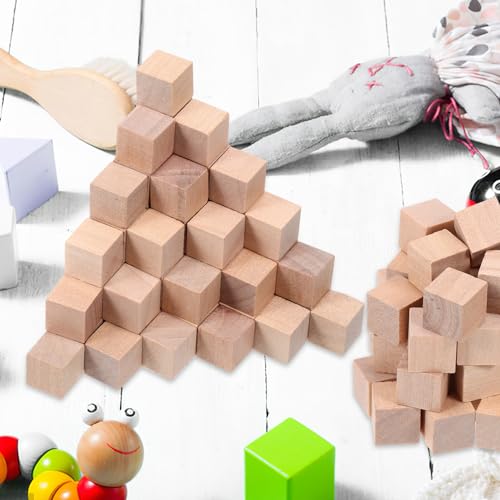 STOBOK Wooden Cubes 400pcs Small Wood Blocks 0.4 Inch Unfinished Craft Square Blocks for DIY Crafts Alphabet Blocks Puzzles Making Number Cubes STOBOK