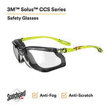 3M Safety Glasses, Solus CCS Series, ANSI Z87, Scotchgard Anti-Fog Coating, Clear Lens, Corded Ear Plug Control System, Removable Foam Gasket, 3M