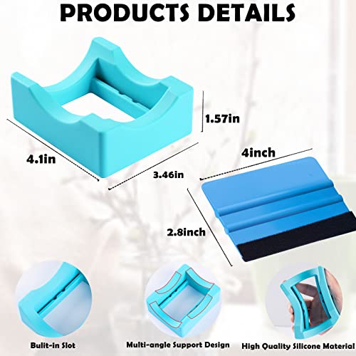 Silicone Cup Cradle with Built-in Slot for Crafts Use to Apply Vinyl Decals for Tumblers, Small Stand Cup Holder with Felt Edge Squeegee for - WoodArtSupply