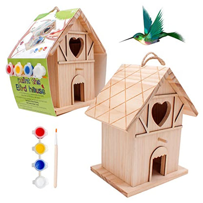 DIY Wooden Birdhouse Painting Kit for Kids, Bird House to Paint Set,Wood Arts and Crafts for Children,Ages 3-12 Build Your Own Bird Houses