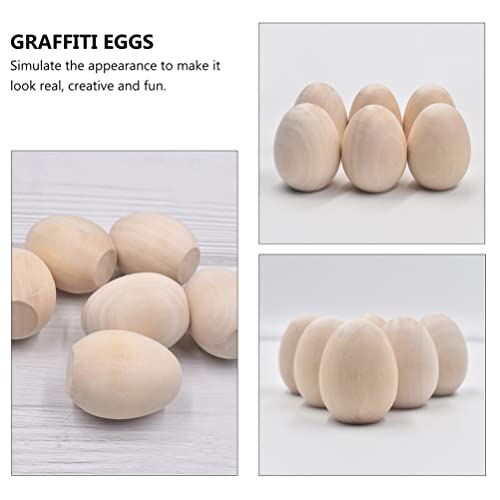 Unomor Wedding Decorations Childrens Toys 12pcs Unfinished Wood Easter Craft Eggs Wooden Fake Eggs for Crafts and Easter Egg Ornaments Wedding Unomor