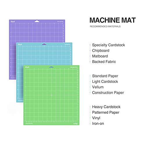 Diyit 12x12 Cutting Mat for Cricut Maker 3/Maker/Explore 3/Air 2/Air/One(Lightgrip/Standardgrip/Stronggrip) 3 Pieces Cutting Mats for Crafts DIYIT