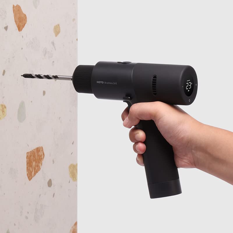 HOTO Cordless Brushless Drill 12V, LED Display Screen, 30 Precision Gears, 2 Working Modes, 2000mAh Battery, 266 In-lbs (30N·m) Torque, 3/8 Inch HOTO