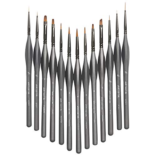 Miniature Painting Kit - (Set of 13) Fine Micro Detail Paint Brushes, Miniature Paint Brushes for Models, Face, Nail Art, Fantasy, Acrylic, - WoodArtSupply