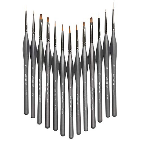 Miniature Painting Kit - (Set of 13) Fine Micro Detail Paint Brushes, Miniature Paint Brushes for Models, Face, Nail Art, Fantasy, Acrylic, ARTISTIK