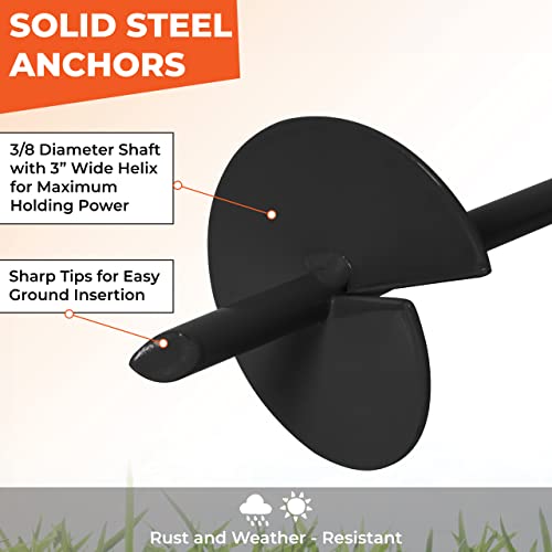 VASGOR 15” Ground Anchors (8pcs) Easy to Use with Drill, 3" Helix Diameter, Heavy Duty Anchor Hook for Camping Tent, Canopies, Car Ports, Sheds, VASGOR