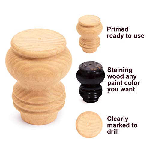 decorluxes Unfinished Bun Feet for Furniture Set of 4 Kallax Legs Short Table Legs Couch Sofa Coffee Table Legs Dresser Legs Set of 4 Bun Feet - No decorluxes