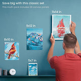 Arteza Canvases for Painting, Multipack of 28, 5 x 7, 8 x 10, 9 x 12, 11 x 14 Inches, Blank Canvas Boards, 100% Cotton, 8 oz Gesso-Primed, Art ARTEZA