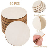 60 Pcs 6 Inch Wood Circles for Crafts Unfinished Wood Circles Wood Rounds Natural Round Wooden Disc Cutouts Blank Wood Circle Slices for DIY Crafts, AWIZOM