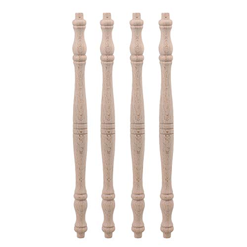 Mxfans 4 pieces Unfinished Wood Natural Cutout Wooden Spindle 27.5cm Length Mxfans