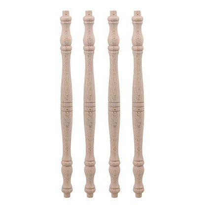 Mxfans 4 pieces Unfinished Wood Natural Cutout Wooden Spindle 27.5cm Length - WoodArtSupply