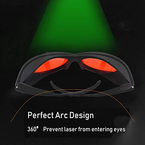 Laser Safety Goggles 532nm OD 6+ Professional 180nm-532nm Wavelength Violet/Blue/Green Laser Protective Glasses for 405nm, 445nm, 450nm,473nm 532nm JILERWEAR