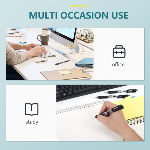 YPENSLZX 0.7mm Gel Pens, Black Ink, Retractable Rolling Ball Gel Pens, Writing Smoothly, Large Capacity, Suitable for Working or Studying, 12-Pack, YPENSLZX