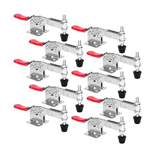 chfine 10 Pack Hold Down Toggle Clamps Woodworking Latch Antislip Red Hand Tool Holding Capacity Antislip Horizontal Heavy Duty Toggle Clamp 201B chfine