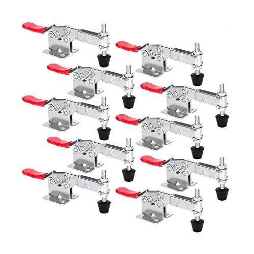 chfine 10 Pack Hold Down Toggle Clamps Woodworking Latch Antislip Red Hand Tool Holding Capacity Antislip Horizontal Heavy Duty Toggle Clamp 201B - WoodArtSupply