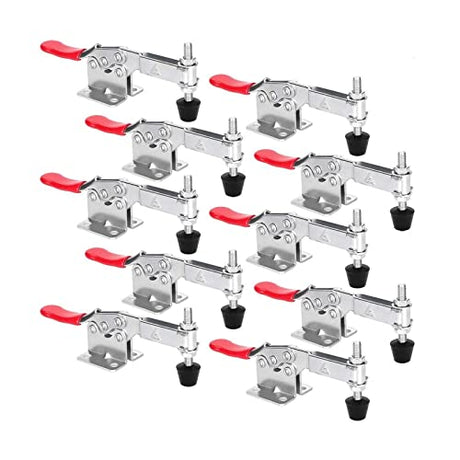 chfine 10 Pack Hold Down Toggle Clamps Woodworking Latch Antislip Red Hand Tool Holding Capacity Antislip Horizontal Heavy Duty Toggle Clamp 201B chfine