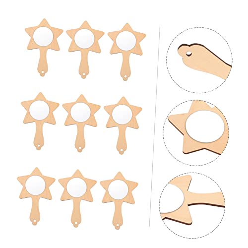 Operitacx 10pcs Small Wooden Mirror Table Top Mirror Travel Makeup Mirror Educational Toys Shatterproof Mirror for Kids Mini Mirrors for Crafts Operitacx