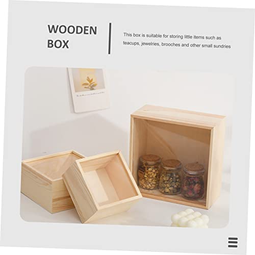 Abaodam 4pcs Box storage wooden box unfinished wooden case wood treasure chest Natural wooden gift case wooden jewelry case wood trinket containers Abaodam