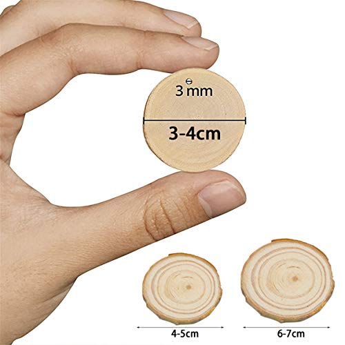 Wood Slices, Unfinished Wood Disc 3 Different Size Natural Log Wooden Circles for Art Crafts Wall Decor Wedding Christmas Ornaments 30 PCS (3-4cm