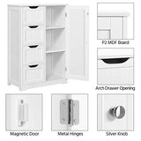Yaheetech White Wooden Storage Cabinet with 4 Drawers and 1 Cupboard for Bathroom and Entryway Yaheetech