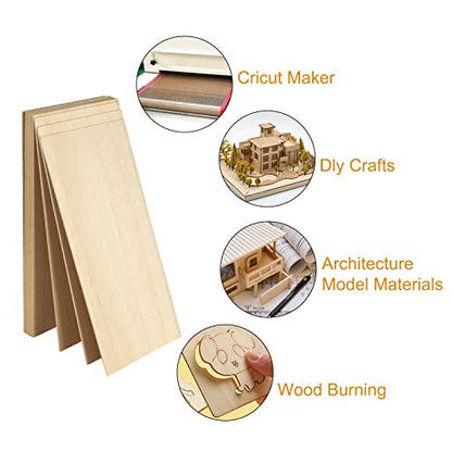 12 Pack Basswood Sheets for Crafts - 8 x 16 x 1/8 Inch - 3mm Thick Plywood Sheets Unfinished Bass Wood Boards for Laser Cutting, Wood Burning,