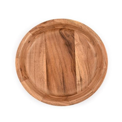 Kaizen Casa Wooden Round Shaped Serving Bowl For Fruit,Dessert Platter Tray Dish Kitchen Dining Fruit,Dessert,Snack - WoodArtSupply